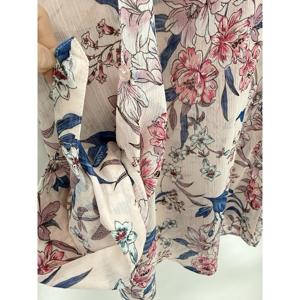 KUT From The Kloth Plus Size Pink Floral Roll Tab Blouse 3x Preppy Career Ofc - Picture 5 of 8